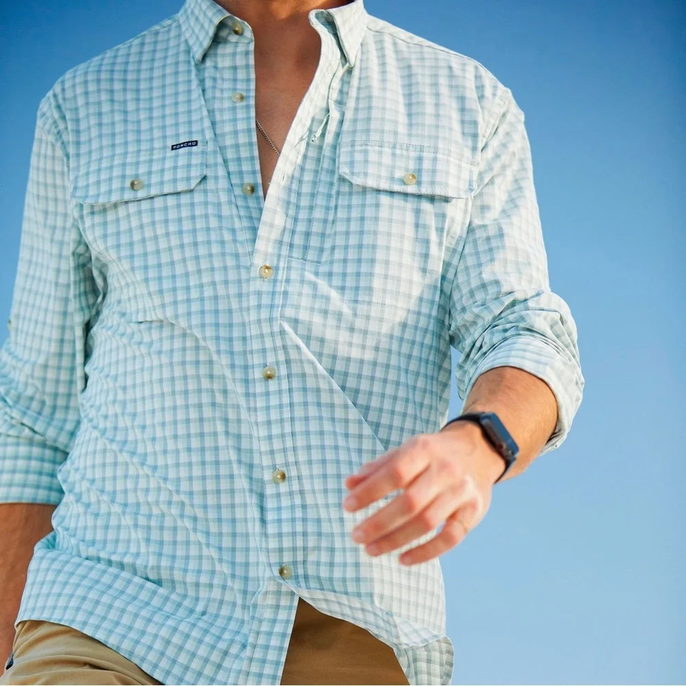 Poncho Original Shirt Mens Large Plaid Outdoor Fishing Utility Casual Technical - Picture 1 of 13